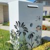 Custom Metal Free standing Parcel Letterbox in Powder coated aluminium . Daisy pattern.