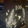 Custom Metal Free standing Parcel Letterbox in Corten Steel. Grevillea with Honey eater pattern. Perspex.