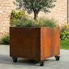 1m cube planter natural rust finish