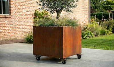 1m cube planter natural rust finish 1m cube planter natural rust finish