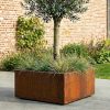 1m square planter at 400mm tall l- natural rust finish no wheels
