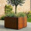 1m square planter at 600mm tall- natural rust finish no wheels