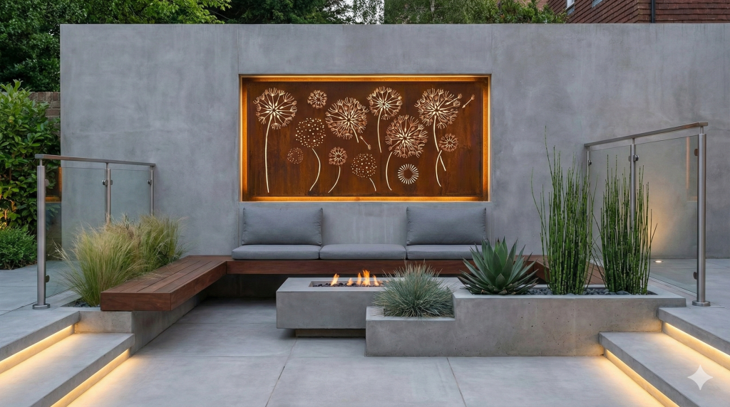 Agapanthus Wall Art in Cor-Ten Steel -Wall Art.