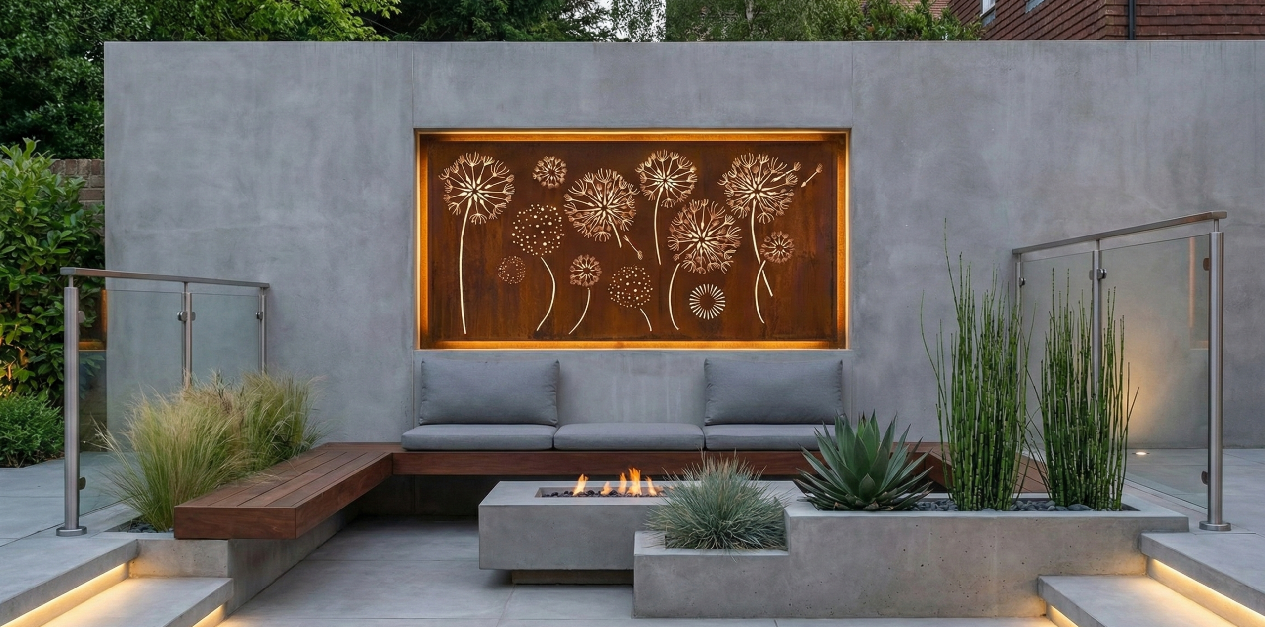 Agapanthus Wall Art in Cor-Ten Steel -Wall Art.