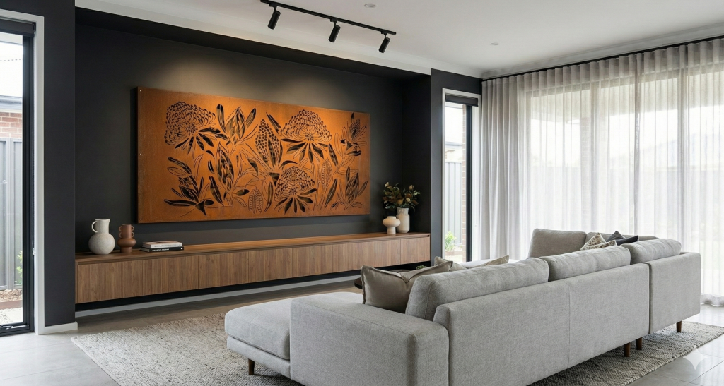 Waratahs Panel in Cor-Ten Steel -Wall Art.