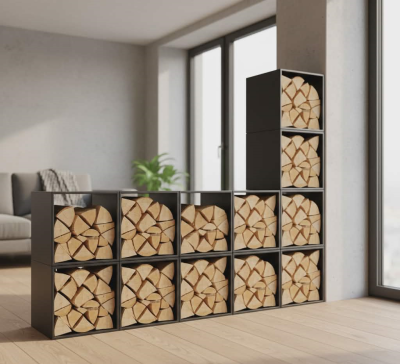 Custom log rack - boxes Custom log rack - boxes