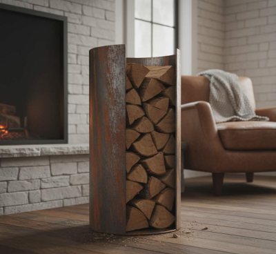 Custom log rack - crescent Custom log rack - crescent