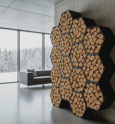 custom log rack - hexagon custom log rack - hexagon