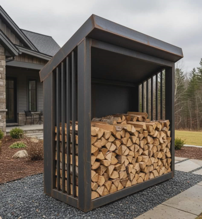 Custom log rack - shed Custom log rack - shed