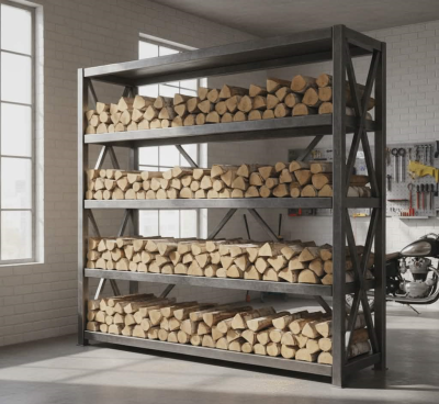 Custom log rack - shelving Custom log rack - shelving