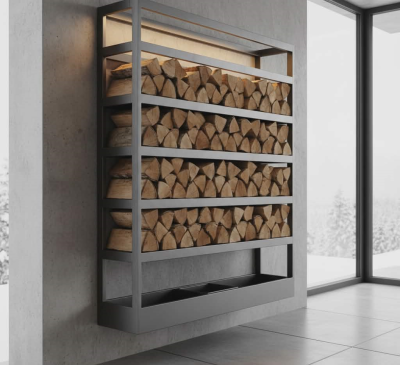 Custom log rack - wall mounted shelving Custom log rack - wall mounted shelving
